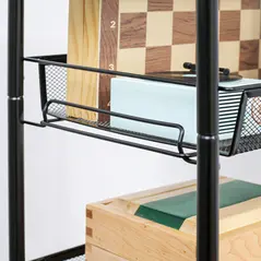 HOMCOM Five-Steel Mesh Basket Storage Trolley, with Wheels - Black - 9