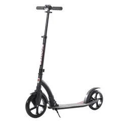HOMCOM Foldable Kick Scooter with Double Shock Absorption and Big Wheels, Height Adjustable Aluminium Frame Big Wheel Scooter for 14+ Teens Adult - Black - 1