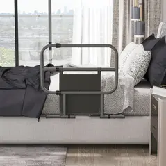HOMCOM Folding Bed Rail for Elderly Adults, Bed Assist Rail with Storage Pocket for Disabled, Pregnant, Black - 7
