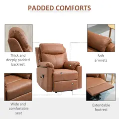 HOMCOM Faux Leather 70° Electric Riser Recliner Chair - Brown - 6