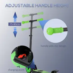 HOMCOM Folding Electric Scooter with Brake, for Ages 6+ Years, 8km/h Maximum Speed, Green - 6