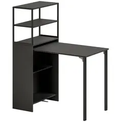 HOMCOM Folding Shelf and Work Table - Black - 1