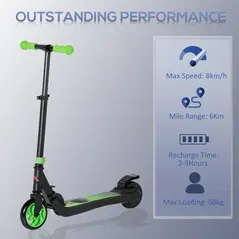 HOMCOM Folding Electric Scooter with Brake, for Ages 6+ Years, 8km/h Maximum Speed, Green - 4