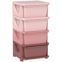HOMCOM Four-Tier Kids Storage Boxes, with Four Drawers, Pink - 1