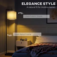 HOMCOM Floor Lamp for Living Room, 66" Modern Tall Standing Lamp with Adjustable Colour Temperatures & 10 Brightness Levels, Remote Control and Foot Switch for Bedroom Office, 9W LED Bulb Included - 4