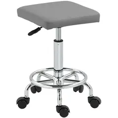 HOMCOM Faux Leather Padded Salon Stool - Grey - 1