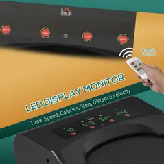 HOMCOM Foldable Walking Machine Treadmill 1-6km/h with LED Display & Remote Control Exercise Fitness for Home Office - 6