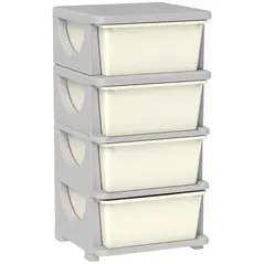 HOMCOM Four-Tier Kids Storage Boxes, with Four Drawers - White - 1