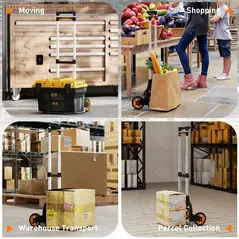 HOMCOM Folding Sack Truck, 70kg Lightweight Hand Truck with Wheels, Foldable Trolley Cart with Telescoping Handle for Warehouse, Office, Luggage, Silver Tone - 7