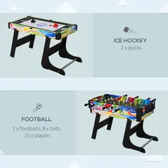 HOMCOM Folding Multi Gaming Table 4 in 1 Hockey, Football Table, Table Tennis, Billiards For Play Fun - 6