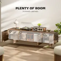 HOMCOM Floating TV Unit, 150 cm Wall Mounted TV Stand Cabinet with Shelves and Doors, Entertainment Media Console for Living Room, Bedroom, Rustic Brown - 5