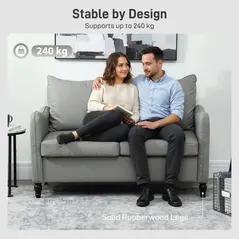 HOMCOM Faux Leather Marble-Effect Two-Seater Sofa - Grey - 5