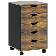 HOMCOM Five-Drawer Filing Cabinet - Rustic Brown - 1