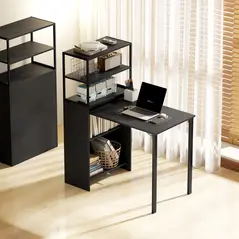 HOMCOM Folding Shelf and Work Table - Black - 2