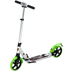 HOMCOM Folding Kick Scooter, Adjustable Ride On Scooter with 200mm Big Wheels and Double Shock Absorption, Urban Scooter for 14+ Teens Adult, Green - 1