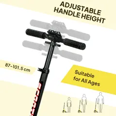 HOMCOM Foldable Kick Scooter with Double Shock Absorption and Big Wheels, Height Adjustable Aluminium Frame Big Wheel Scooter for 14+ Teens Adult - Yellow - 5