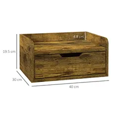 HOMCOM Floating Nightstands Set of 2, Wall Mounted Bedside Table with Drawer for Bedroom, Rustic Brown - 3