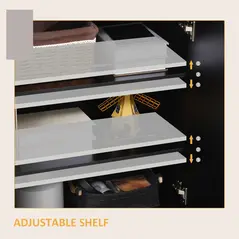 HOMCOM High Gloss Storage Cabinet, Freestanding Storage Cupboard with Adjustable Shelves for Living Room, Bedroom, Hallway, Black - 5