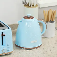 HOMCOM Kettle and Toaster Set, 1.7L 3000W Fast Boil Jug Kettle, 4 Slice Toaster with 7 Level Browning Controls, Light Blue - 8