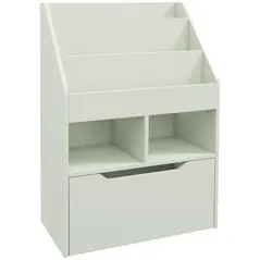 HOMCOM Kids Bookshelf, Toy Organiser, with Storage Drawer, Wheels - Green - 1