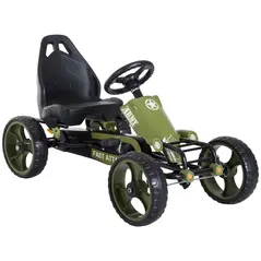HOMCOM Kids Children Pedal Go Kart Ride On Racer Braking System Adjustable Seat Green - 1
