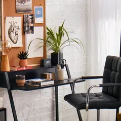 HOMCOM Home Office Chair and Computer Desk Set, Faux Leather Desk Chair with Swivel Wheels, Study Desk with Storage Shelf, Black - 7