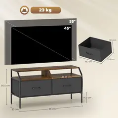 HOMCOM Industrial-Style TV Stand Cabinet - Brown - 3