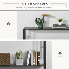 HOMCOM Industrial Console Table with Storage Shelf, Narrow Hallway Dressing Desk with Metal Frame for Living Room, Bedroom, Grey and Black - 5