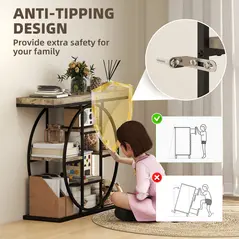 HOMCOM Industrial Console Table with Storage Shelves - Rustic Brown - 6