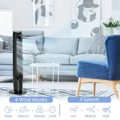 HOMCOM Ice Cooling Tower Fan, Water Conditioner Evaporative Air Cooler Unit with 4 Modes, 3 Speed, Remote Control, Timer, Oscillating for Home Bedroom, Black - 4