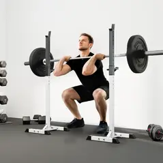 HOMCOM Heavy Duty Weight Bar Barbell Squat Stand Barbell Rack Spotter, for Home, Gym - Black - 2