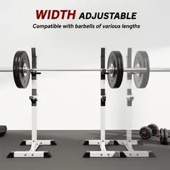 HOMCOM Heavy Duty Weight Bar Barbell Squat Stand Barbell Rack Spotter, for Home, Gym - Black - 6