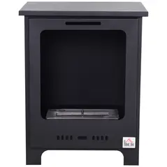 HOMCOM Freestanding Ethanol Fireplace, Bioethanol Fire with 0.9L Tank, 3 Hours Burning Time for Indoor, Black - 1