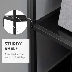 HOMCOM Industrial Accent Display Rack 7 Tier Bookcase, Display Rack for Living Room, Office, Bedroom, Black - 6