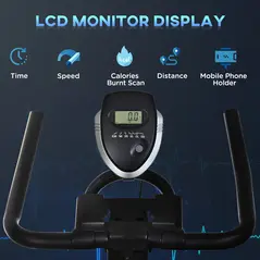 HOMCOM Indoor Stationary Exercise Bike 6kg Flywheel Fitness Cardio Workout Bke Trainer for Home Gym w/ Adjustable Resistance LCD Monitor Pad and Bottle Holder Black - 4