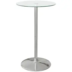 HOMCOM High Top Bar Table, Round Kitchen Table with Tempered Glass Top and Steel Base, Bistro Table for 2 People, Clear - 1
