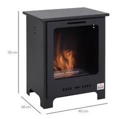 HOMCOM Freestanding Ethanol Fireplace, Bioethanol Fire with 0.9L Tank, 3 Hours Burning Time for Indoor, Black - 3