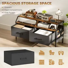 HOMCOM Industrial-Style TV Stand Cabinet - Brown - 4