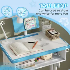 HOMCOM Kids Adjustable Desk and Chair Set, Book Stand, Pen Slot - Blue - 7