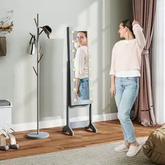 HOMCOM Freestanding Mirrored Jewellery Storage Cabinet - Grey - 2