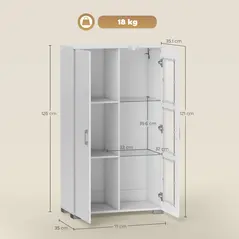 HOMCOM High Gloss Sideboard, Display Cabinet with 16-Colour RGB LED Lights and Remote Control, Modern Storage Cupboard with Glass Doors and Shelves for Living Room, Dining Room, Kitchen, White - 3