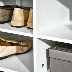 HOMCOM Hallway Furniture Set Shoe Bench Storage Mirror Cabinet Coat Rack Multiple Cubes Hangers Organiser Shelves w/ 4 Hooks - 7