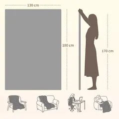 HOMCOM Heated Blanket 180 x 130cm, Electric Throw Blanket with 10 Heat Levels and 10H Timer, Machine Washable Flannel and Cotton Velvet with Overheat Protection, Grey - 3