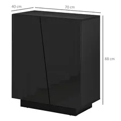 HOMCOM High Gloss Storage Cabinet, Freestanding Storage Cupboard with Adjustable Shelves for Living Room, Bedroom, Hallway, Black - 3