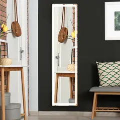 HOMCOM Full-Length Mirror, 160 x 40 cm, Wall Mounted, Freestanding Floor Mirror with LED Lights and Remote Control, Dimming & 3 Colour Modes, for Bedroom, Black - 8