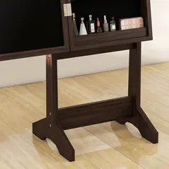 HOMCOM Freestanding Mirrored Jewellery Storage Cabinet - Dark Brown - 9