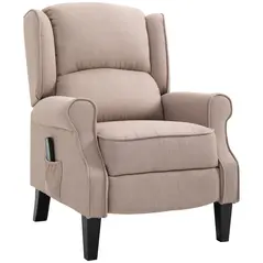 HOMCOM Heated Massage Reclining Armchair Thick Sponge Padded Linen Upholstery Metal Wood Frame Home Luxury Relaxation Beige - 1