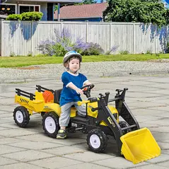 HOMCOM Kids Pedal Go Kart Excavator-Yellow - 2