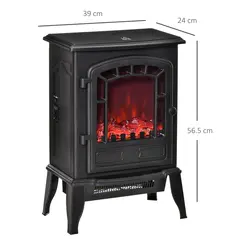 HOMCOM Free standing Electric Fireplace Stove, Fireplace Heater with Realistic Flame Effect, Overheat Safety Protection, 1000W/2000W, Black - 3