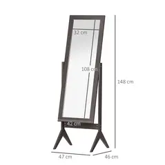 HOMCOM Full Length Mirror, Freestanding Adjustable Angle Dressing Mirror for Bedroom, Living Room, 148 x 47 cm, Brown - 3